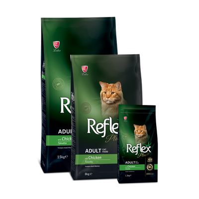 غذای خشک گربه بالغ رفلکس پلاس Reflex plus مدل ادالت با طعم مرغ وزن 1.5 کیلوگرم