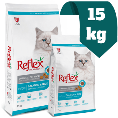 غذای خشک گربه عقیم شده رفلکس Reflex با طعم سالمون 15 کیلویی