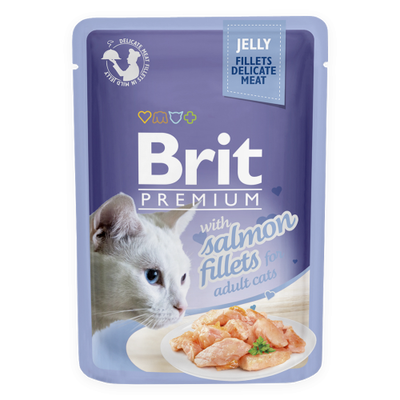 غذای پوچ گربه بریت Brit با طعم سالمون ژله ای وزن 85 گرم