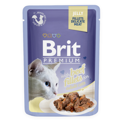 غذای پوچ گربه بریت Brit با طعم بیف ژله ای وزن 85 گرم